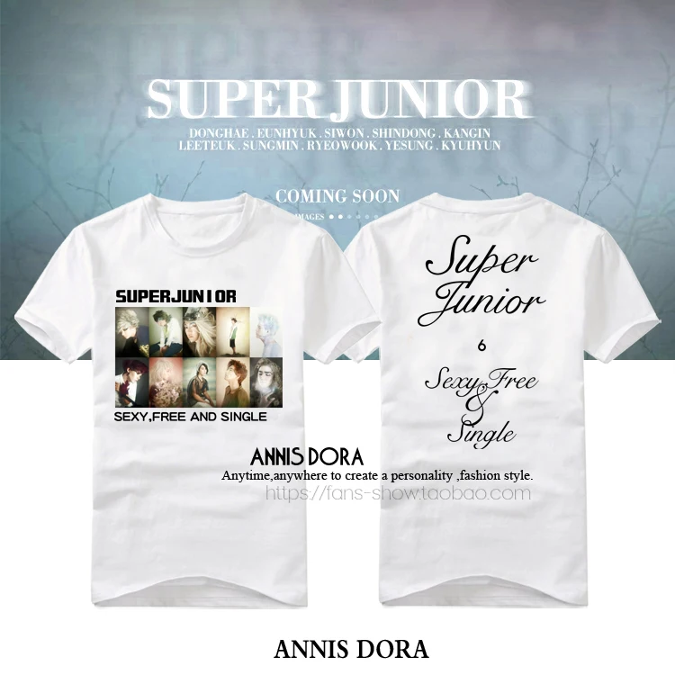 SJ Super Junior 6-й альбом сексуальная свободная и одноцветная футболка с короткими