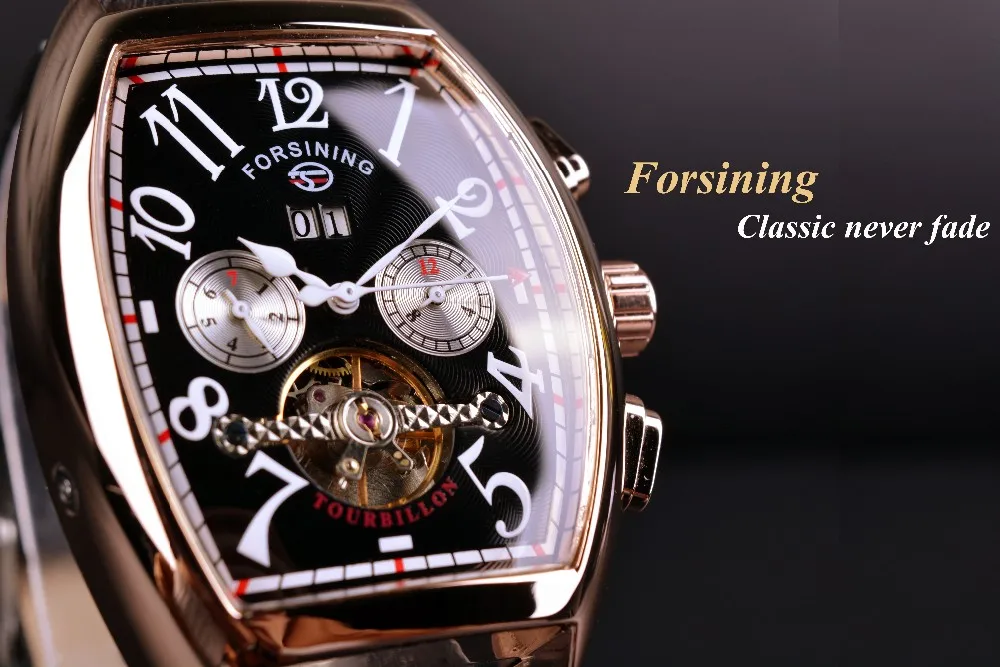Forsining Orologio da uomo con display data e mese, cassa in oro rosa, orologio automatico di lusso di marca superiore, orologio da uomo casual._voghion.com