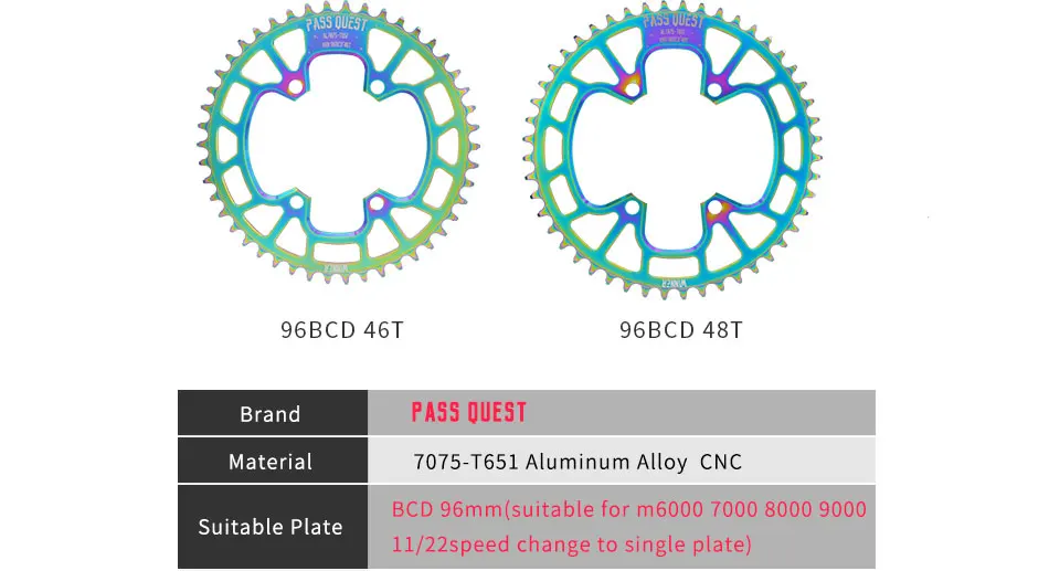 96 мм BCD Titanizing узкое/широкое дизайнерское цепное кольцо цепное колесо 7076-T651 алюминиевый сплав 34-48 зубья дорожный велосипед MTB BMX цепное кольцо
