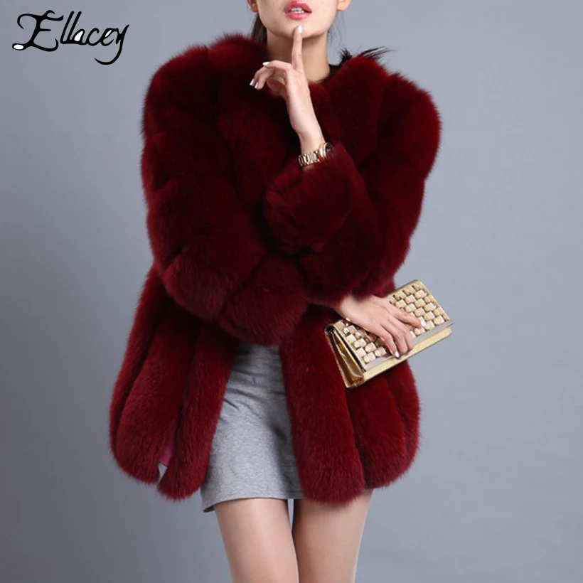 

Luxury High Imitation Fox Fur Coat Thick Warm Elegant Nobal Lady Artificial Fur Women Coat Of Faux Fur Female Plus Size