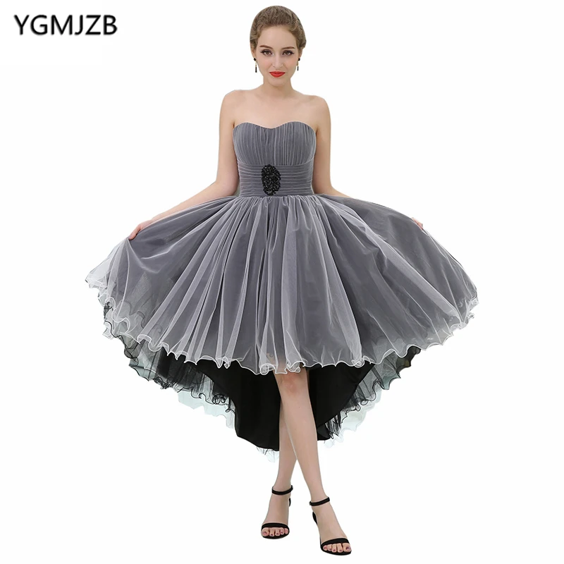 

Short Prom Dresses 2018 A Line Sweetheart Sleeveless High Low Cocktail Dress Beaded Pleat Party Dress Backless Vestido De Festa