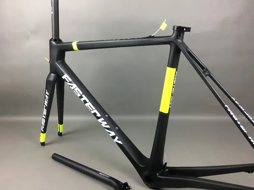 Cheap classic design FASTERWAY PRO full black with no logo carbon road bike frameset:carbon Frame+Seatpost+Fork+Clamp+Headset,free ems 66