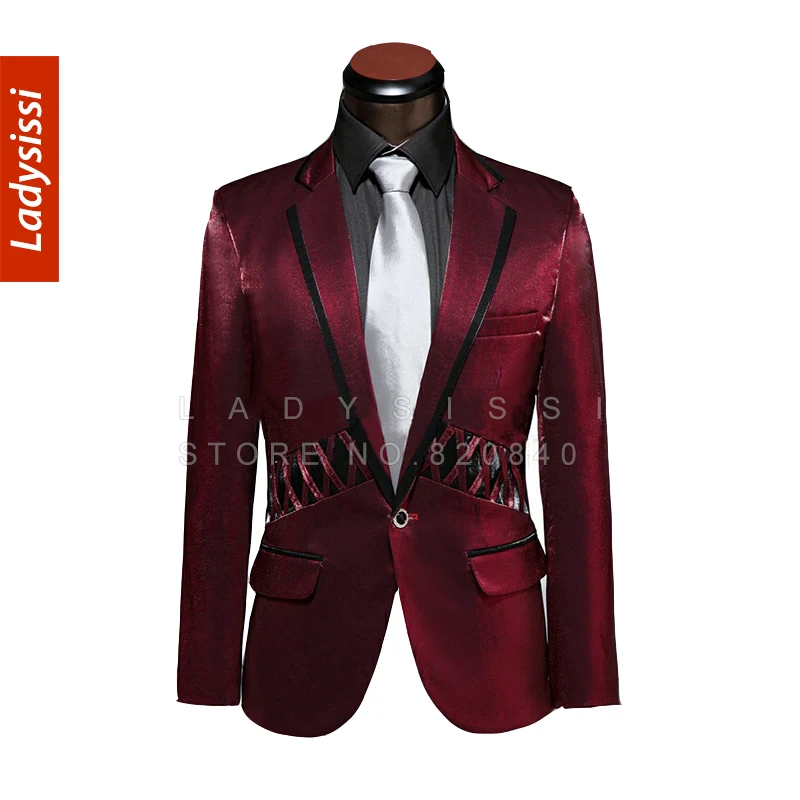 2015 Custom Suit Mens Burgundy Bespoke Red Groom Wear with