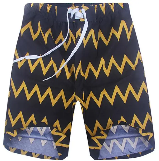Горячие Новые Желтые пилообразные линии пляжные брюки быстросохнущие свободные plaidr яркий набор KH-014