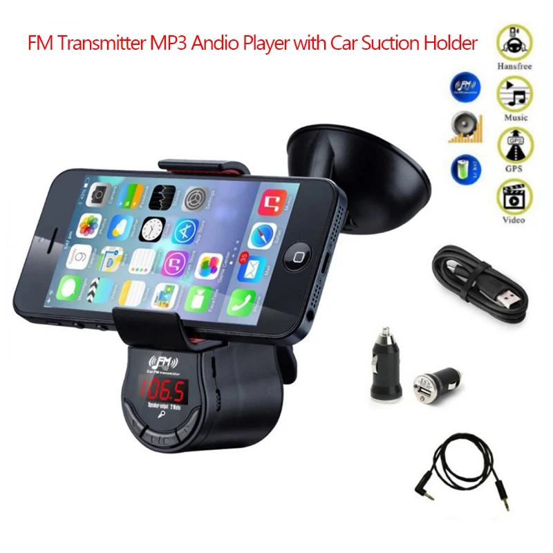 YUANMINGSHI Handsfree Bluetooth автомобильный комплект fm-передатчик MP3 аудио плеер с автомобильным держателем на присоске крепление для мобильного телефона gps