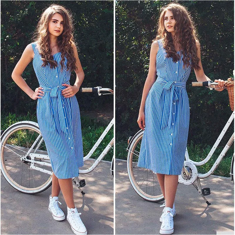 

Dresses Long Shirt Dress Summer Women Striped Bow Bandage Party Buttons Off Shoulder Sleeveless Sexy Maxi Elegant Shirt Dress