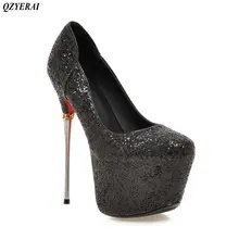 QZYERAI New spring and autumn metal super high heel women’s single shoes high heels women’s shoes