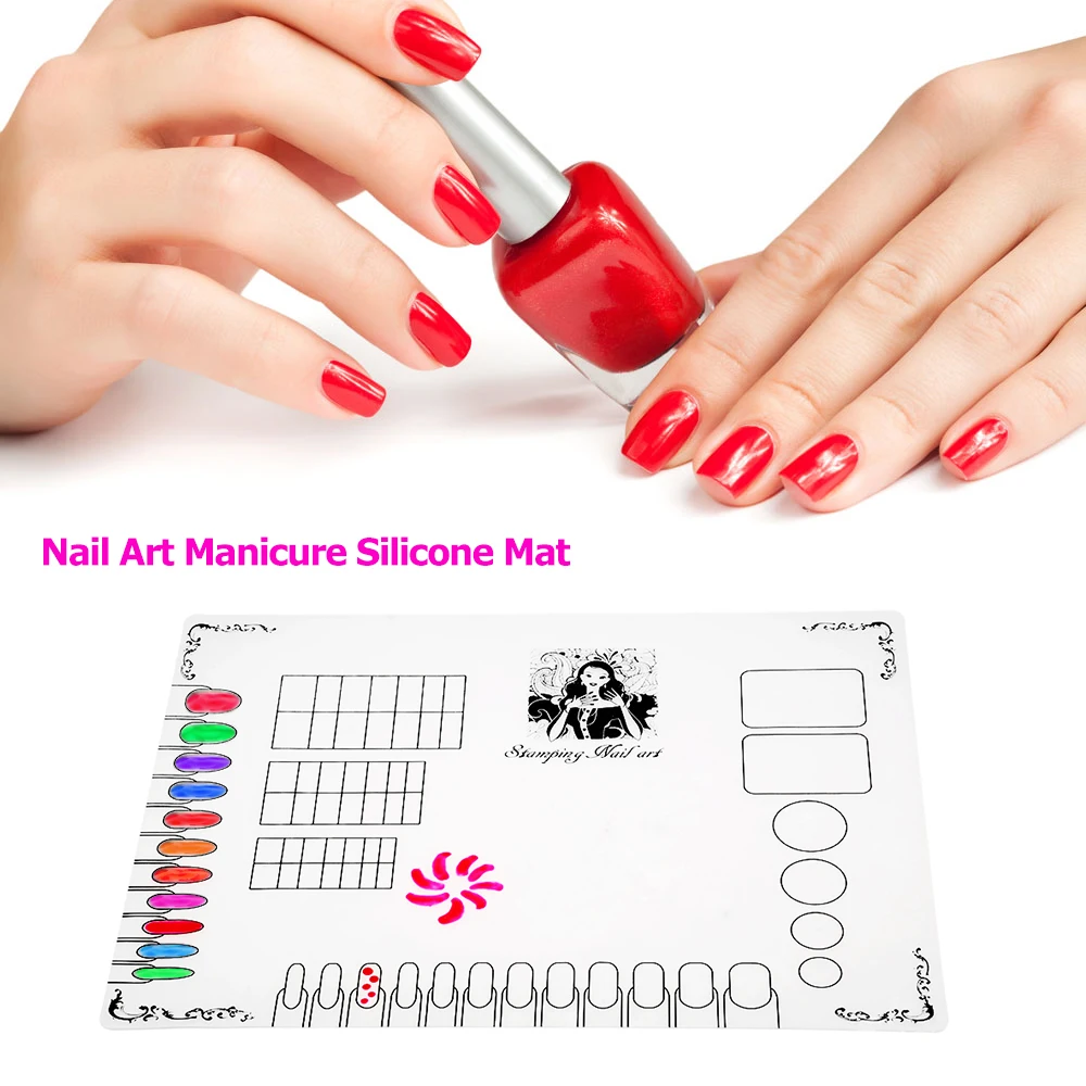 

Washable Silicone Soft Nail Mat Workspace Stamping Plate Painting Pad Nail Stamp Stamping Plate Table Cover Pad Transfer Tool