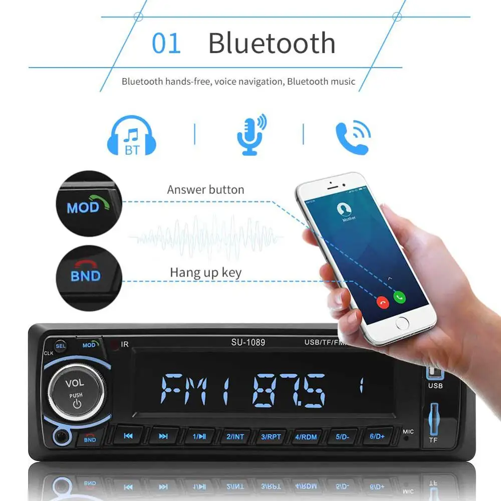 Автомагнитола SWM с поддержкой Bluetooth MP3 AUX USB FM SD|Автомобильные радиоприемники| |