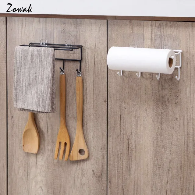 Cheap Kitchen Paper Roll  Hanger Cabinet Towel Holder Tissue Organizer Rack for Kitchen Bathroom Dish Cloth Storage Hook Toilet Sticky