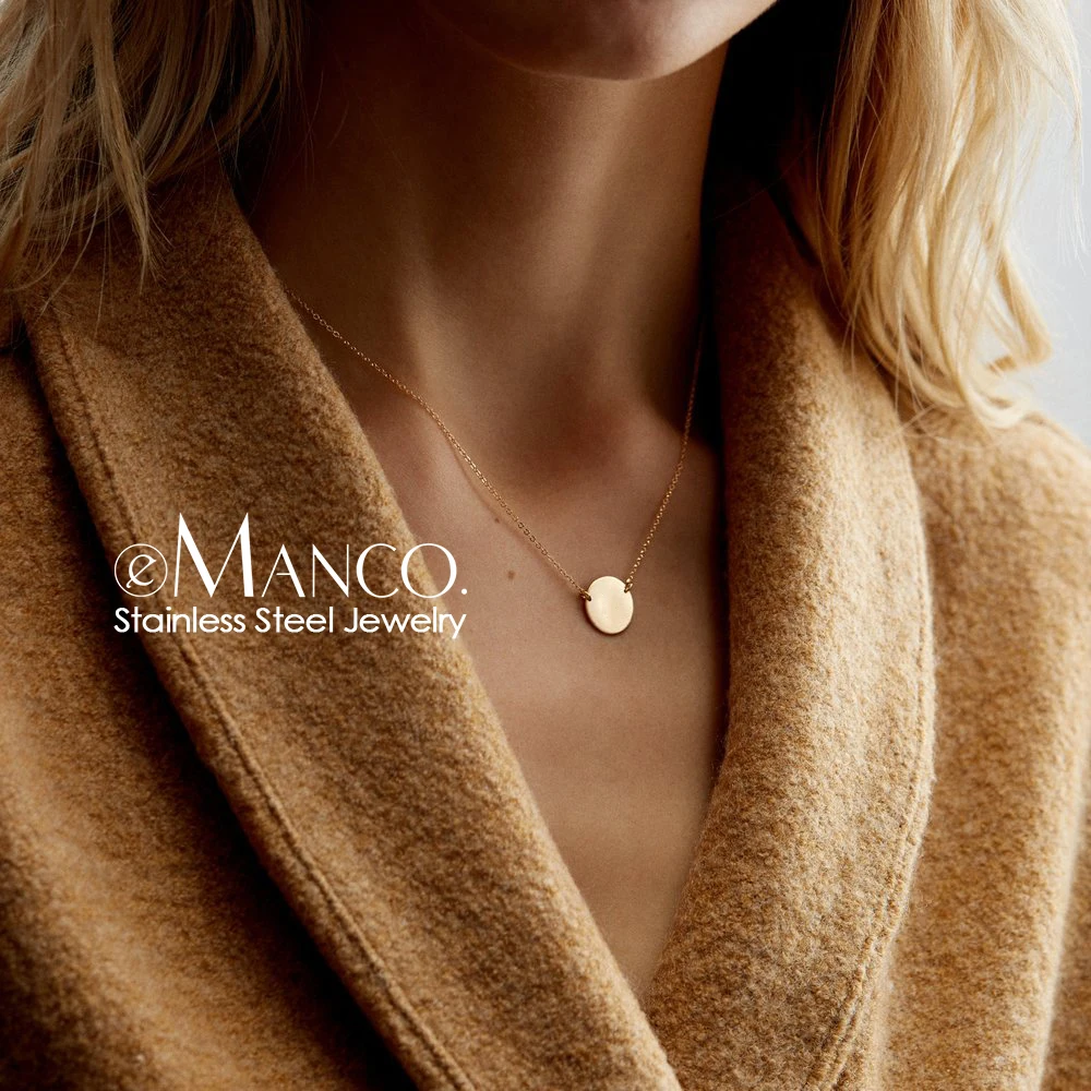 E-Manco, корейский стиль, ожерелье из нержавеющей стали для женщин, тонкая, изысканная золотая, ожерелье-чокер, женские ожерелья бижутерия