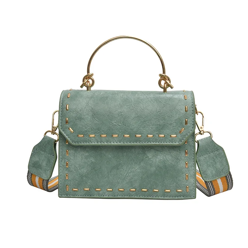

Women'S Small Crossbody Bag Pu Leather Handbag With Metal Handle Rivet Travel Messenger Bag Ladies Handbag