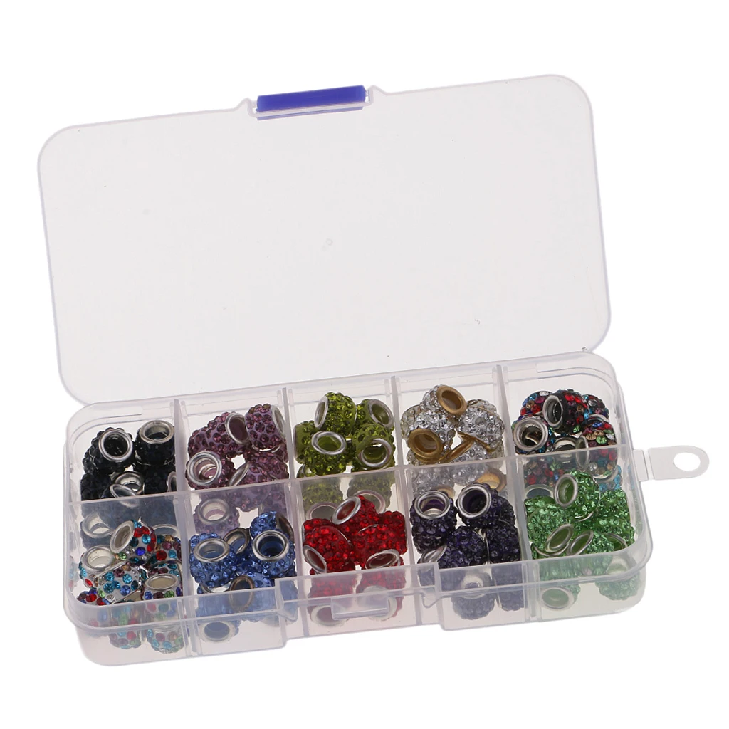 1 Boxed(100pcs) Clay Pave Disco Ball Crystal Beads Mixed Color - Large Hole Beads For DIY Jewelry Making