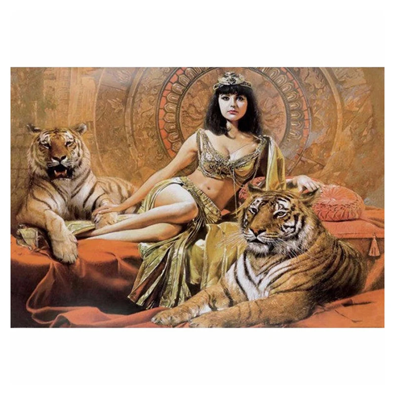 

oneroom New 5D DIY Diamond Painting Tiger & Girl Cross Stitch Full Drill Pattern Resin Diamond Embroidery Diamond Mosaic