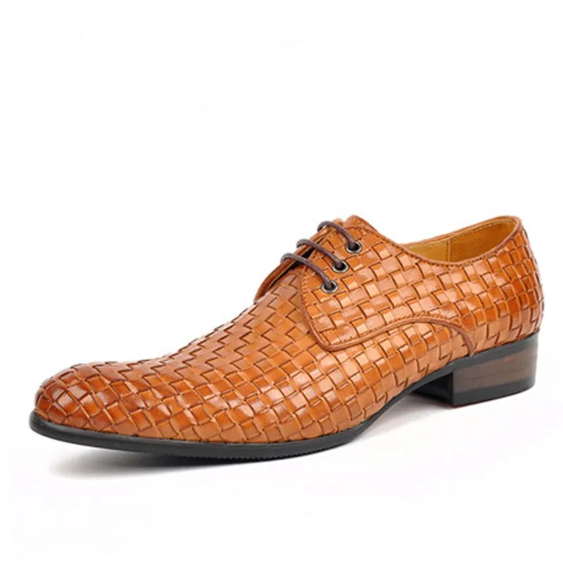 

British tip leather hand-woven single leather shoes male leather leather business dress leather shoes male