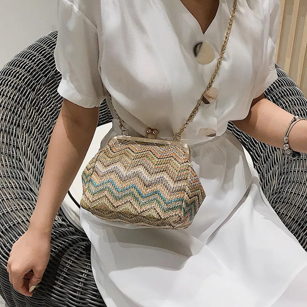 

Fashion Women Weaving Hit Color Shoulder Bags Hand Messenger Phone Bag Braided zipper shoulder diagonal phone purse bags June3