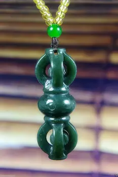 

Natural Green Hand-carved Chinese Hetian Jade nephrite Pendant -Free Necklace
