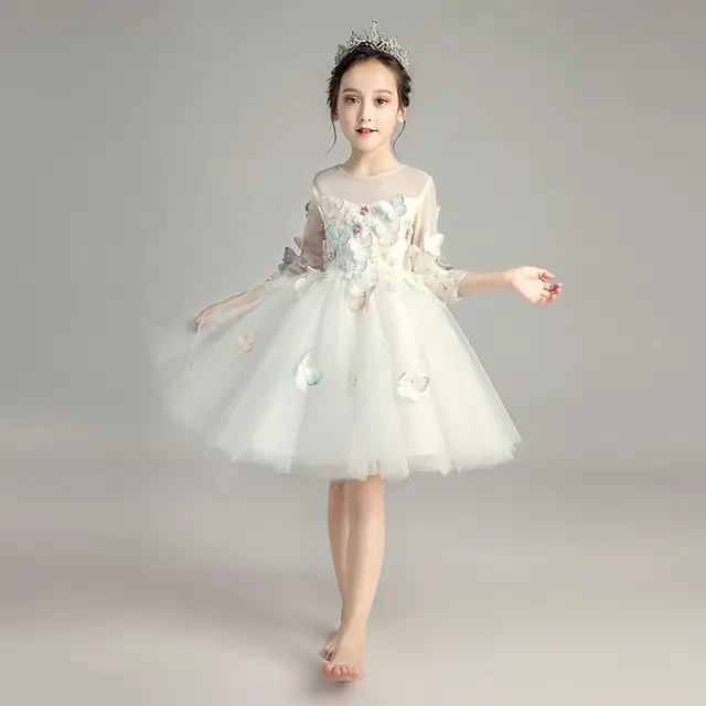 2019 Teen Girl Elegant Formal Prom Gown Children Mesh Bridesmaid ...