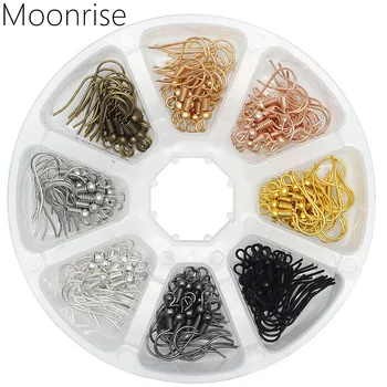 

160Pcs French Hooks Coil Ear wires With Box DIY Earring Finding Jewelry Making Accessories 8Colors Each Color 20pcs K008