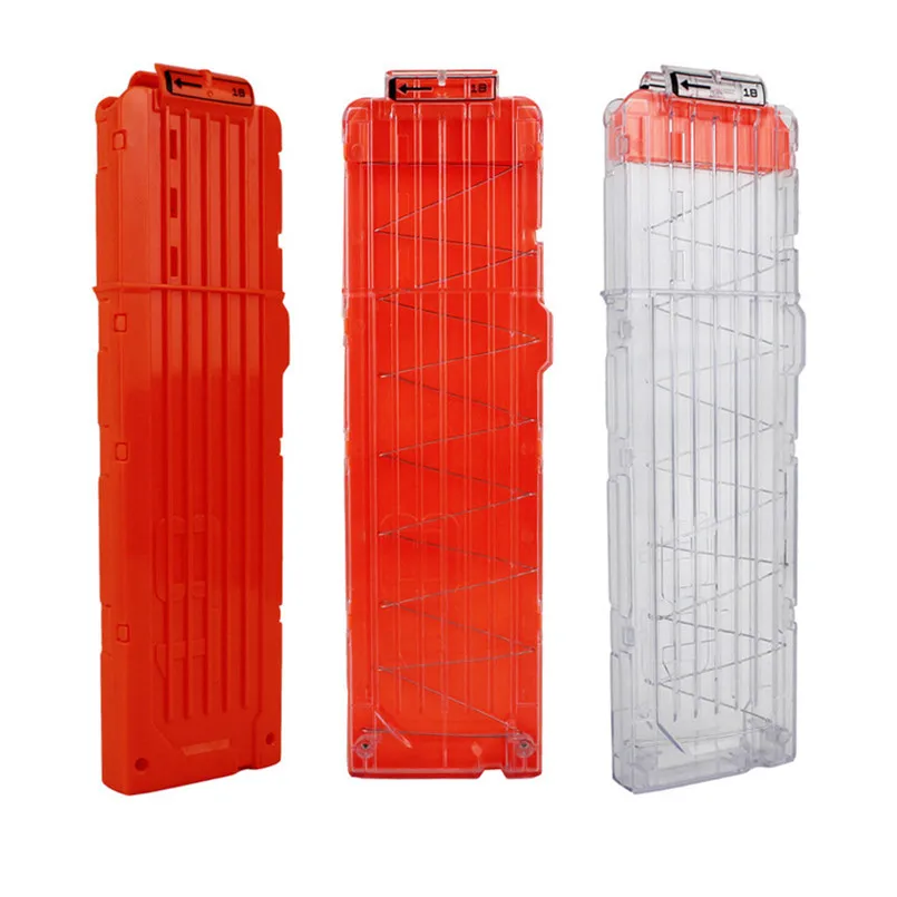 

18 Reload Soft Bullet Magazine Clip For Gun Toys Plastic Magazines Round Darts Replacement Reload Bullet Clips Toy For Boy Gifts