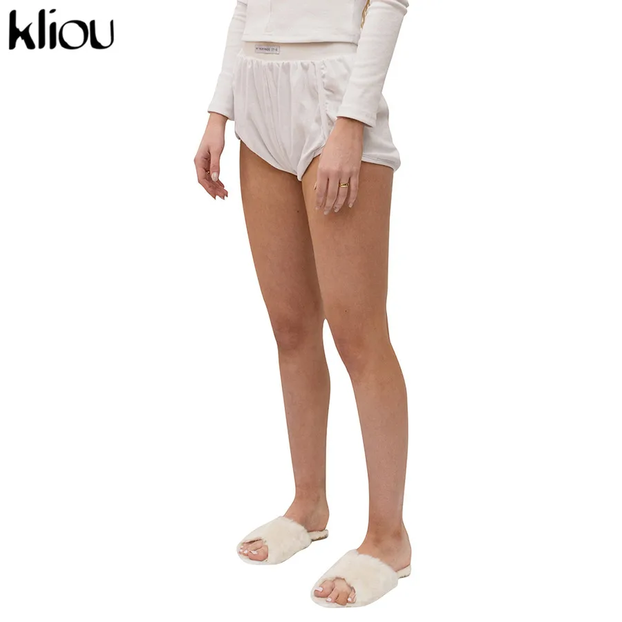 Kliou women casual cotton shorts elastic waist short bottom summer girls cute shorts women street fashion short trousers