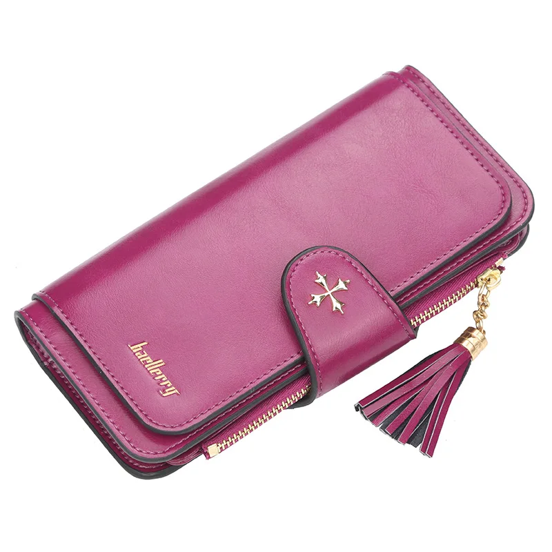 Модные длинные женские кошельки с блестками высокого качества из искусственной кожи держатель для карт женский кошелек с кисточками на молнии брендовый кошелек для девушек - Цвет: purple