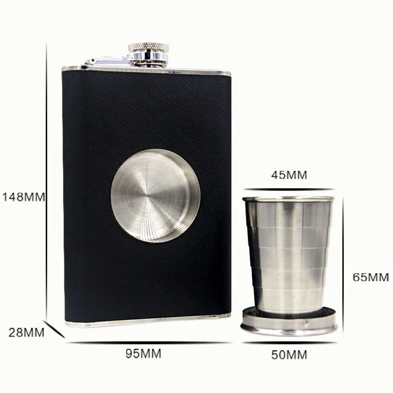 Спиртовая фляжка из нержавеющей стали 8 унций фляжка со встроенным складным стеклом 2 унций и воронкой для виски, вина, барная посуда, напиток