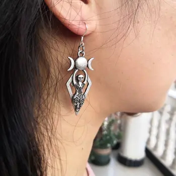 

12pair wiccan Celtics Triple Moon Pagan Goddess Earring with 925 hook sacred mother Gift for Witch