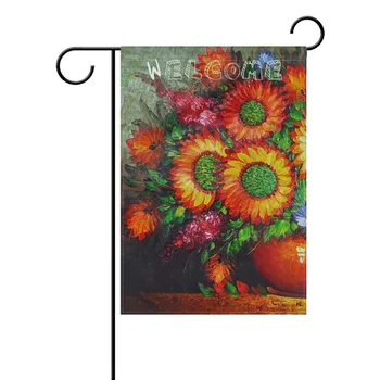 

Garden Flag Yard Decoration Banner Sunflower Daisy Vase Oil Painting Welcome Home Outdoor Indoor Home House Flags 12" x 18"