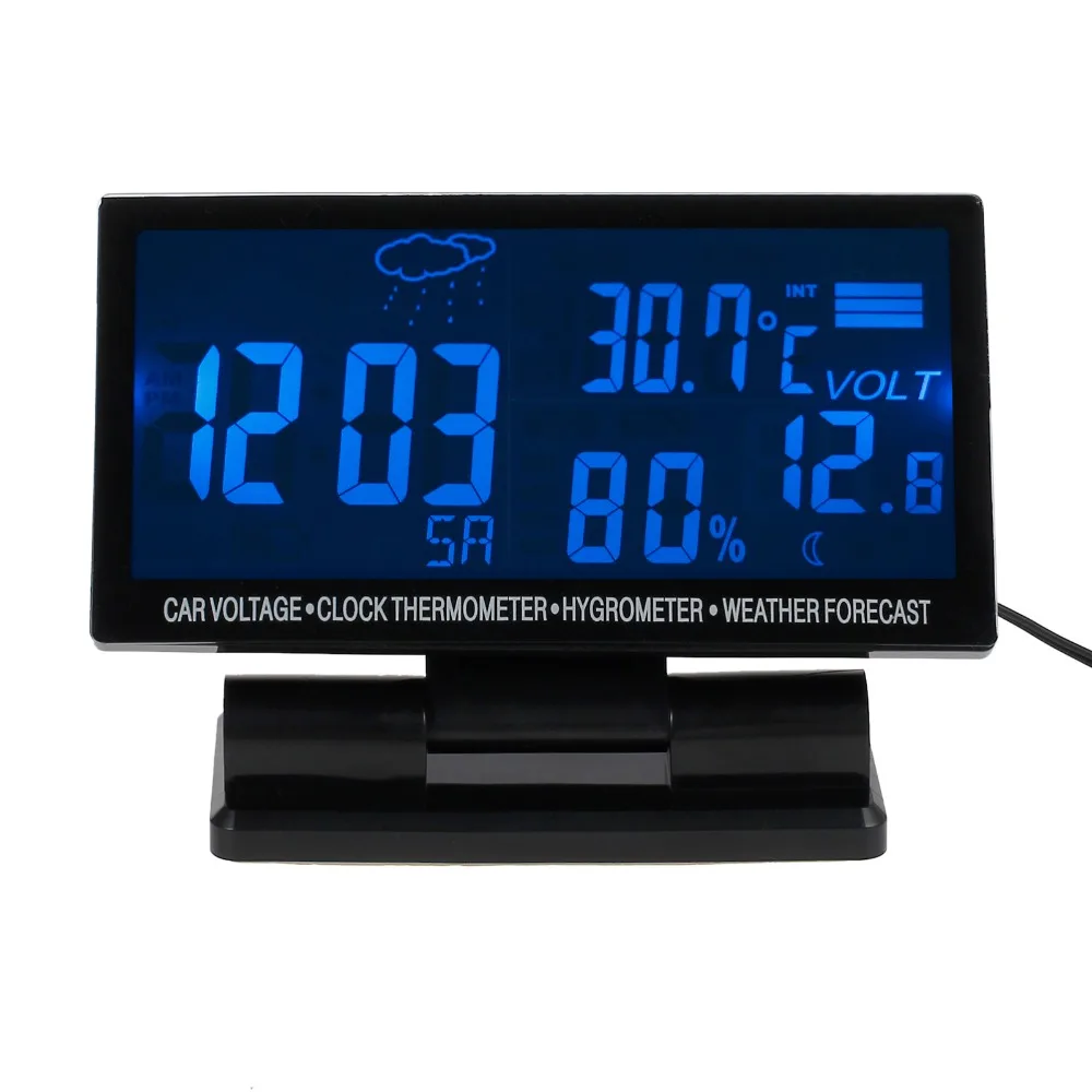 AUTOUTLET 12V Digital Clock Car Weather Forecast F/C Thermometer Hygrometer Voltage Alarm LCD Clock Car Vehicle Trunk AUTOUTLET 12V Digital Clock Car Weather Forecast F/C Thermometer Hygrometer Voltage Alarm LCD Clock Car Vehicle Trunk