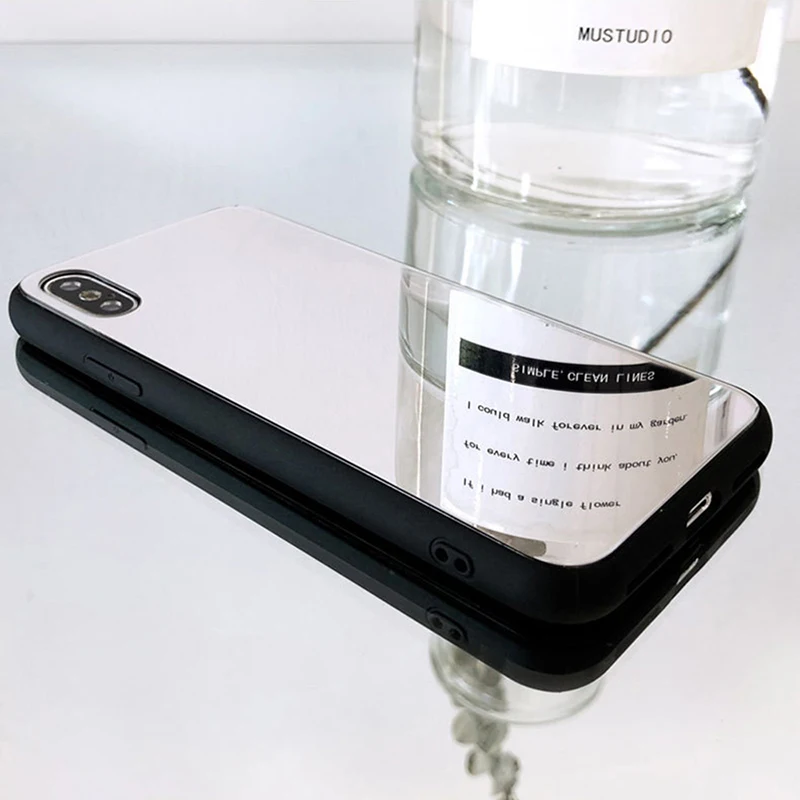 

LinXiang Luxury Silver Plating Anti-knock Mirror Glass Soft TPU Phone Case For iphone 6 6s 7 8 Plus X XS Max XR
