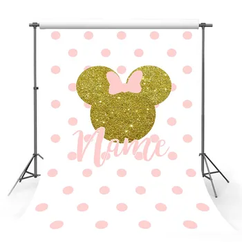 

Photography Background Minnie Mouse Backdrop Baby Birthday Party Pink Bow Wave Point Custom Decor Backdrop Photo Studio Banner