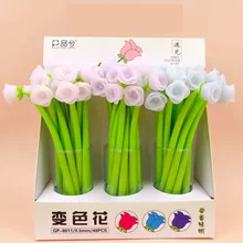48 шт./упак. креативная силиконовая форма в виде Розы гелевая ручка Изменение цвета чернильное перо Студенческая премия вечерние свадебные Продвижение Подарочная ручка