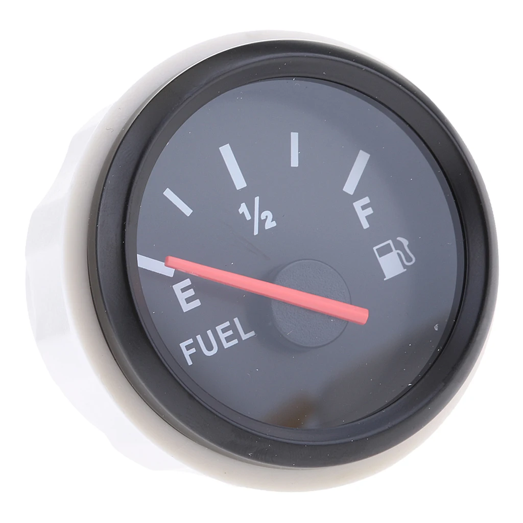 2 inch 52mm Waterproof Marine Electric Dash Mounted Fuel Lever Gauge & Sensor  E-1/2-F Indicating Range (33 to 240ohm) Black