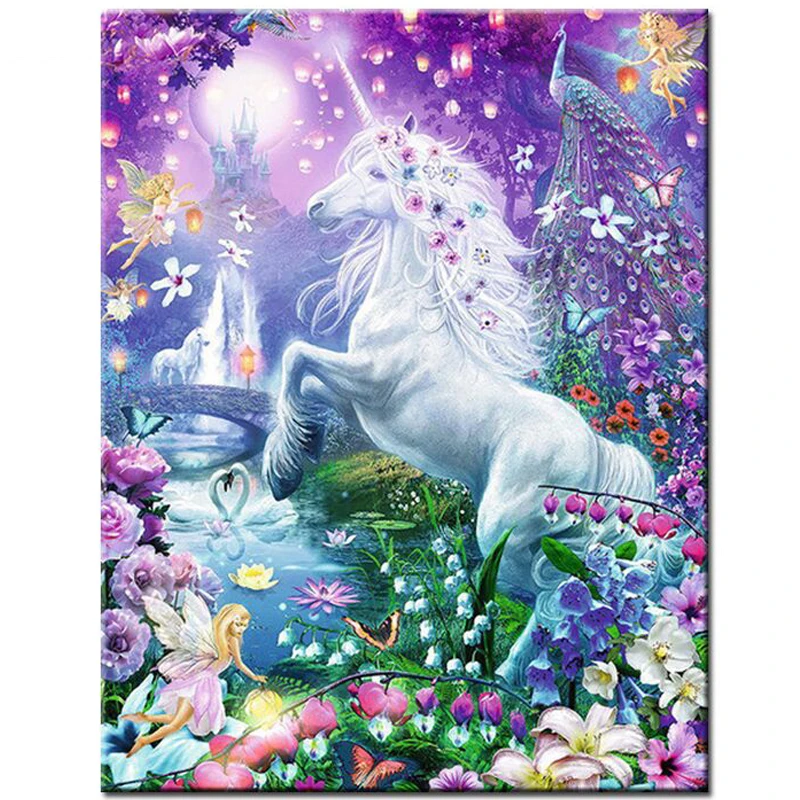 

Diamond Embroidery unicorn Animal Cross Stitch Full Display Drill Mosaic 5D DIY Square/Round Rhinestones Wall Art YG565