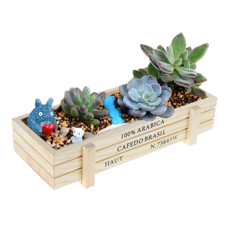 

Garden Plant Pot Decorative Vintage Succulent Wooden Boxes Crates Rectangle Table Flower Pot Gardening Device