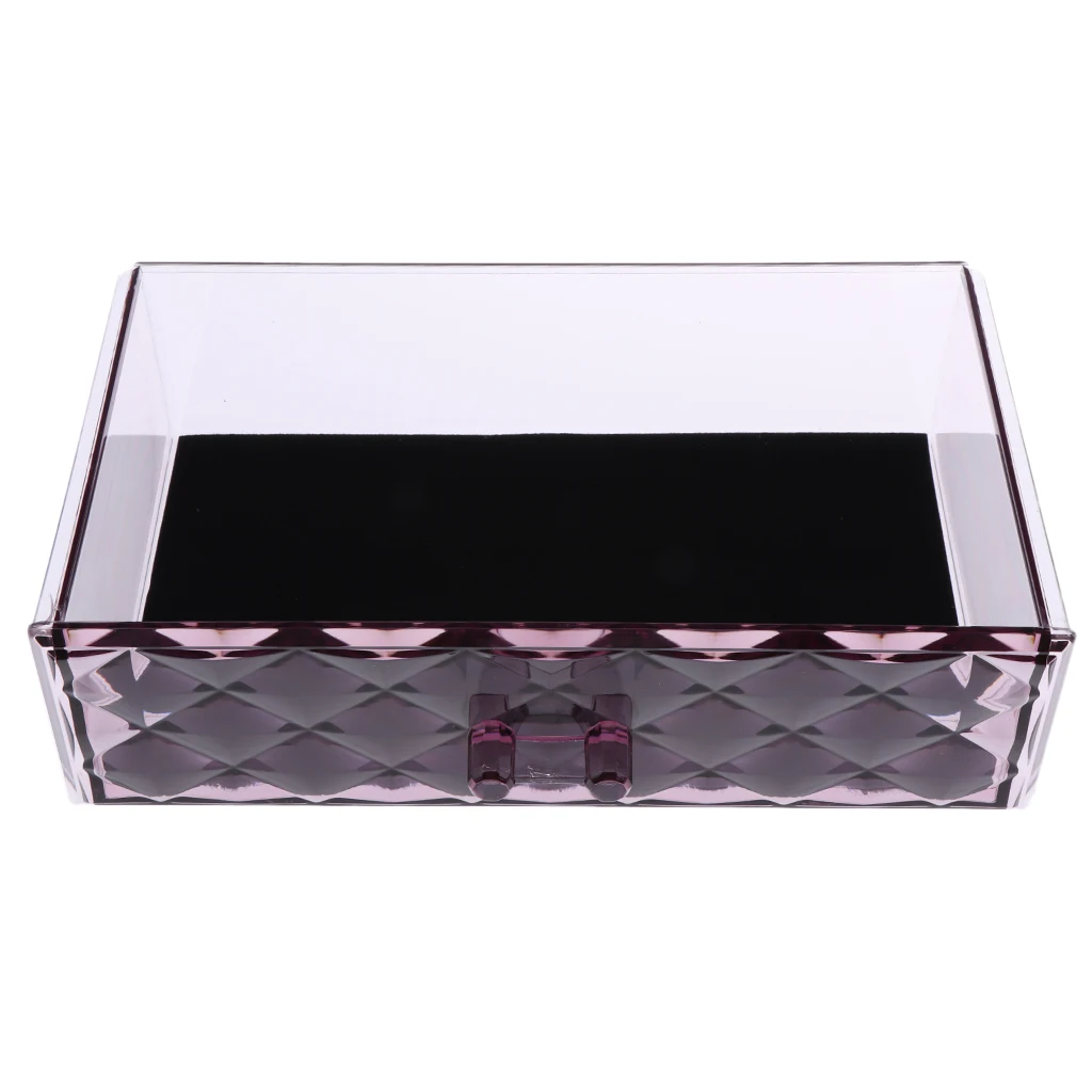 Premium Purple Makeup Organizer Acrylic Cosmetic Storage with Drawers and Jewelry Display Box