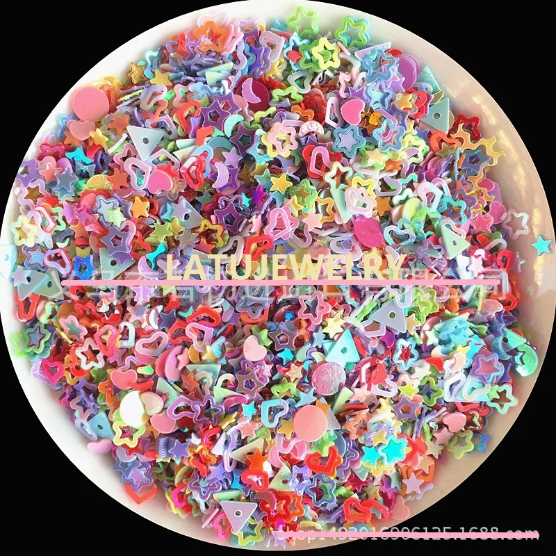 

20G/LOT Slime Fillers Charms PVC Multicolor DIY Star Moon Heart Slime Fillers Charms For Glue the UV Decoration