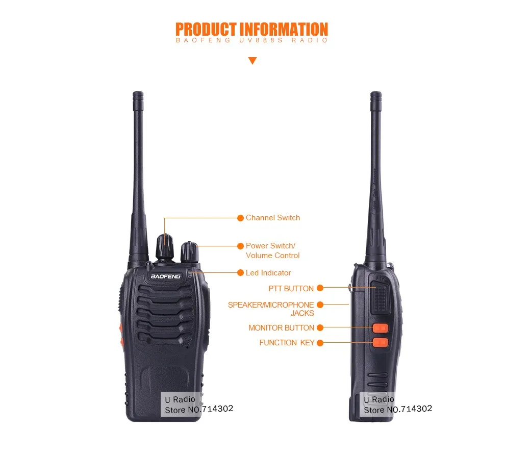 Baofeng BF-888S 5 Вт UHF 400-470 МГц портативная рация портативное радио 888S CB радио двухстороннее радио приемопередатчик коммуникатор