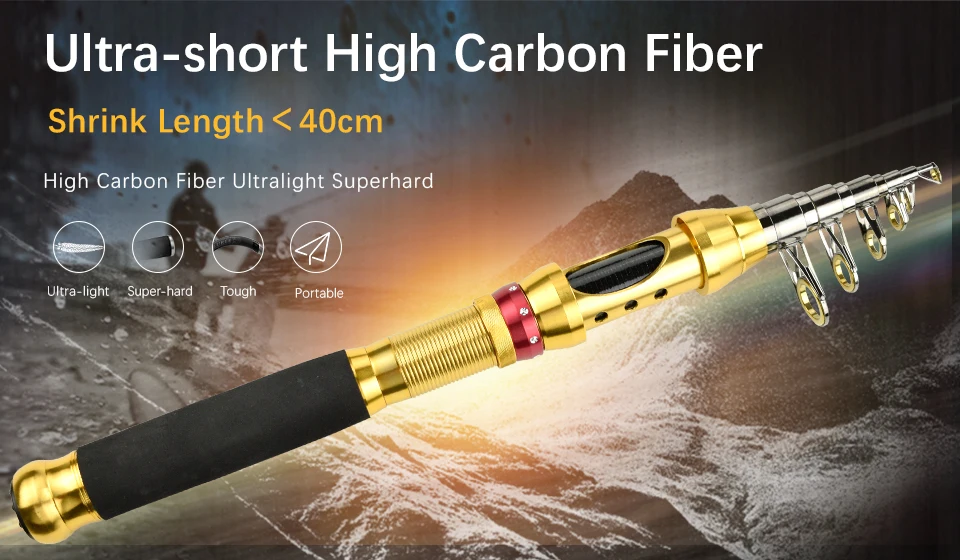 GLUREE 99% Carbon Portable Telescopic Fishing Rod Spinning Fishing Tackle 1.5 1.8 2.1 2.4 2.7 3.0 3.6M Super-short Hard Sea Rod (7)