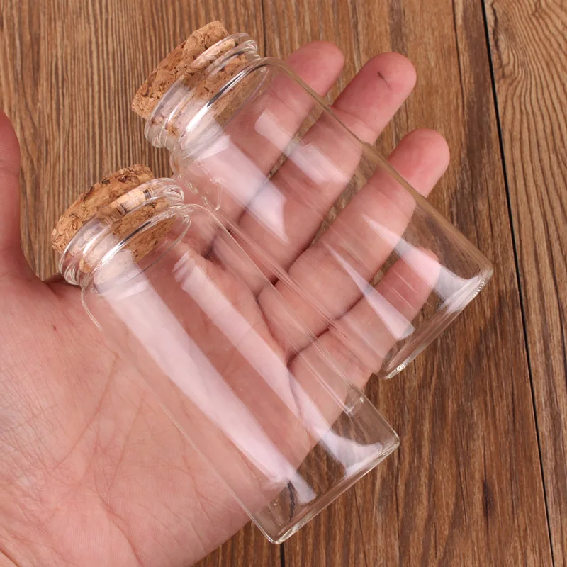 24pcs Dia 37mm 20ml/30ml/40ml/50ml/60ml/90ml Transparent Glass Spice Wishing Bottles Jars with Cork Stopper Wedding Favour Gift 5