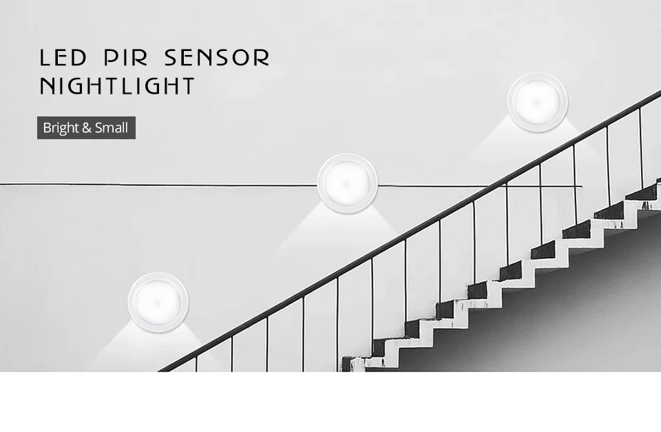 PIR датчик движения светодиодный светильник Магнитный настенный и потолочный светильник умный авто вкл/выкл батарея Электрический ночной Светильник Лестница Путь гардероб огни