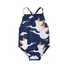 Navy Blue Bikini For Baby Bikinis 2018 Summer Kids Girl One-piece Swimwear Tankini Backless Halter Swimsuit Sleeveless Beachwear