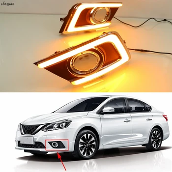 

CSCSNL 1 set For Nissan Sentra 2016 2017 2018 Daytime Running light LED DRL Driving Fog Lamp Lights with turn signal Yellow