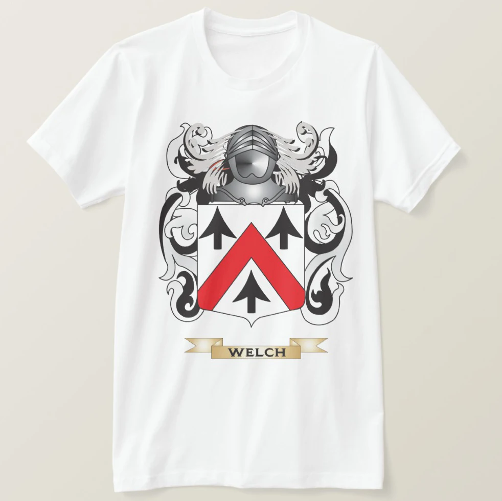 Мужская футболка с принтом хлопковая коротким рукавом и надписью Welch Family Crest