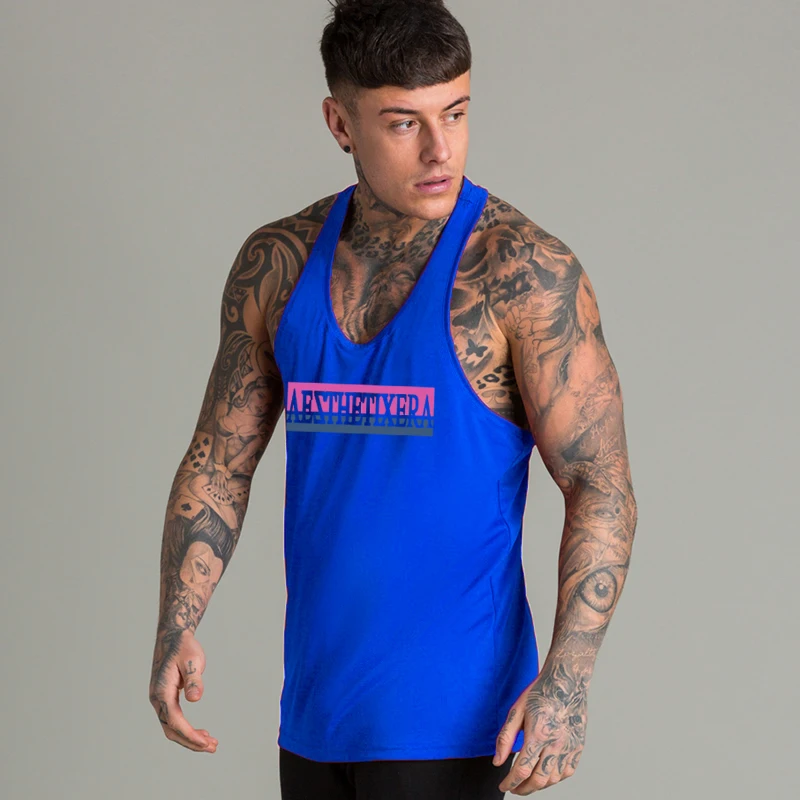 

Bodybuilding Stringer Tank top Men Gyms Clothing Workout Fitness Cotton Sleeveless Shirt Sport Stringer Singlet Male Muscle Vest