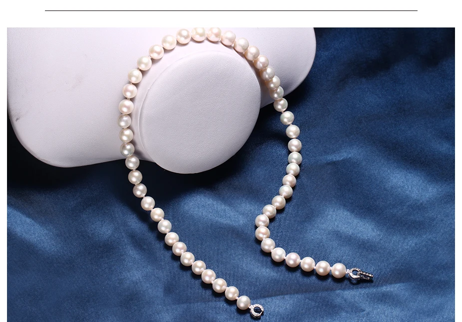 Удивительная цена элегантный круглый жемчуг Цепочки и ожерелья, высокое качество естественный пресноводный жемчуг Цепочки и ожерелья для Для женщин тонкой и жемчугом Серебряные ювелирные изделия