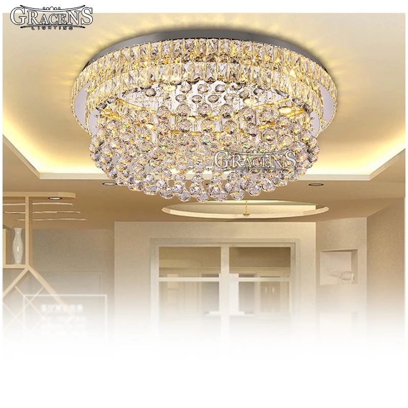 

Modern Crystal Chandelier Light Fixture Luxury LED Lamp Lighting for Living Room Hotel Round Lampara de techo Restaurant