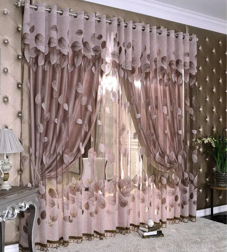 

European-style floor-to-ceiling window curtain cloth modern simple and warm bedroom balcony finished customization
