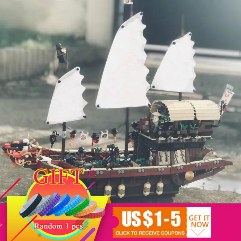 

06057 2455pcs Movie Series Pirate Dragon Ship Final Fight of Destiny Bounty Set Model Building Blocks Compatible 70618 Toy lepin